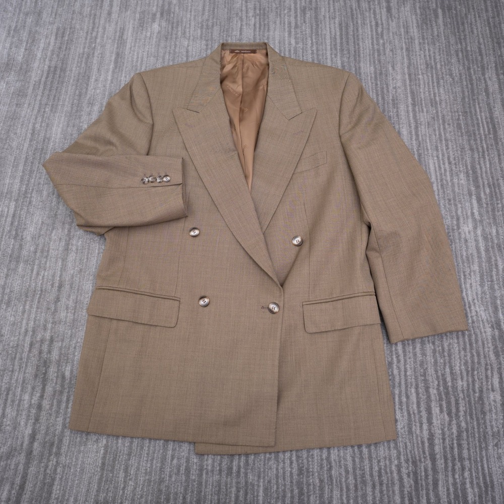 Ravazzolo Alta Sartoria Men Wool Cashmere Blazer 43" Brown Double Breasted Italy